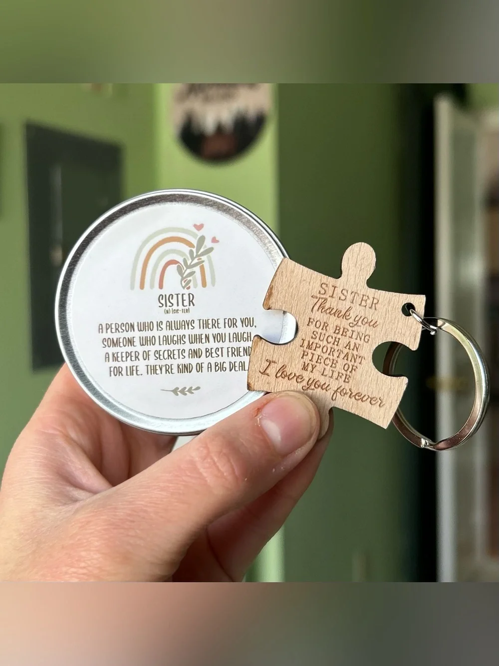 Sister Candle + Keychain Gift Set